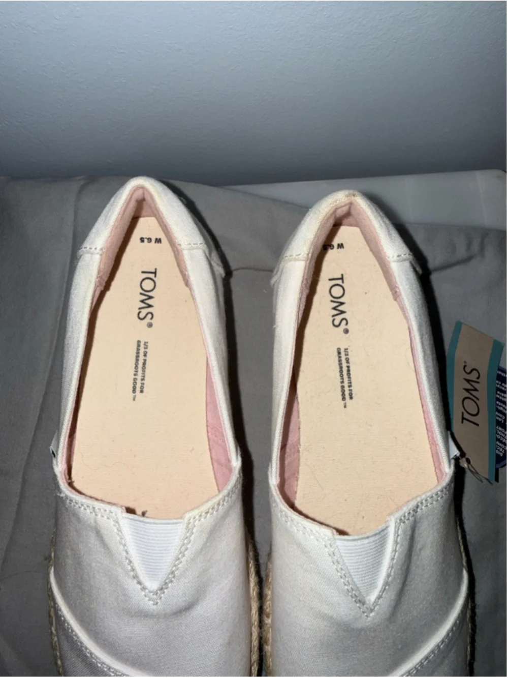 Women's TOMS Alpargata Platform Espadrilles Size 6.5 White Multicolor